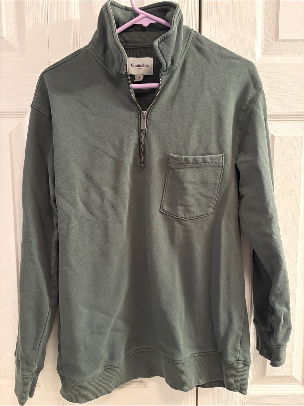 Goodfellow & Co Olive Green Half-Zip Sweater with Chest Pocket